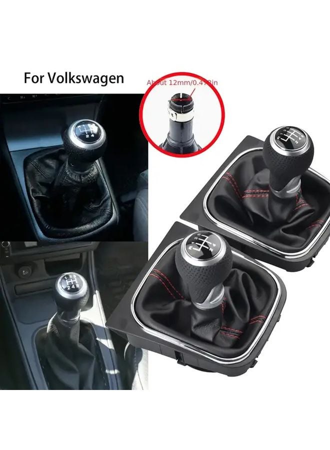 Black Leather Plastic Gear Shift Knob Gaiter Cover For Volkswagen Golf 5 6 MK5 MK6 - Image 4